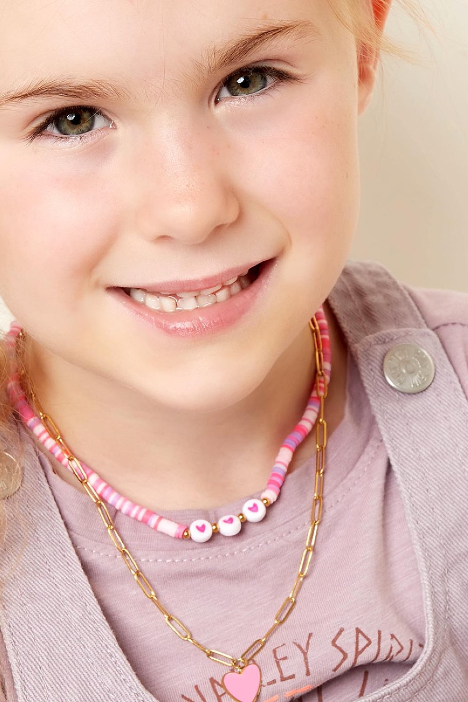 Kids - collier coeurs - Collection Mère-Fille Rosé polymer clay Image3